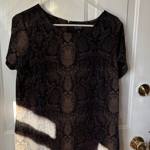 Nicole Miller Black and Brown Snake Print Midi Dress